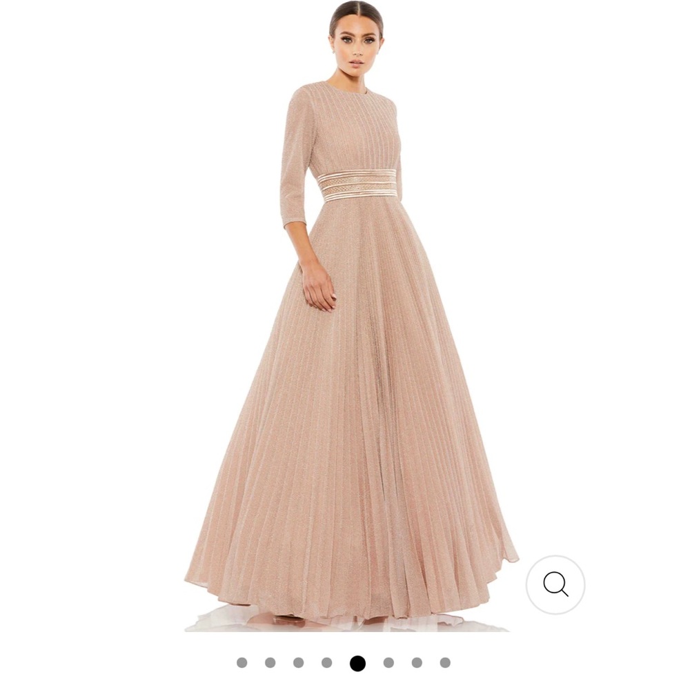 Mac Duggal Blush Pink Pleated Long Sleeve Evening Gown